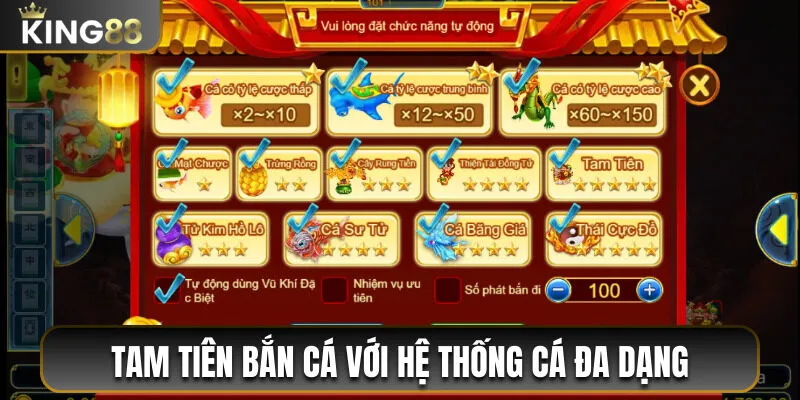Tam Tiên Bắn Cá - Game Giải Trí Hấp Dẫn Hàng Đầu Tại King88 2 Tam Tiên Bắn Cá với hệ thống cá đa dạng